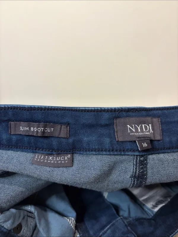 NYDJ Slim Bootcut Lift Tuck Technology Denim Dark Blue Jeans SZ 16 - Image 3