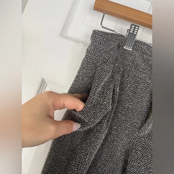 Sz 0 Free People Gray Herringbone Jogger Pants Pleated Trousers $158 MSRP - Image 5