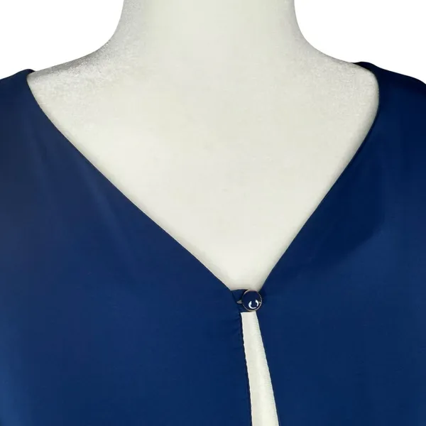 Amanda Uprichard M 100% Liquid Silk‎ Shift Dress Blue Career Office Made In USA - Image 6