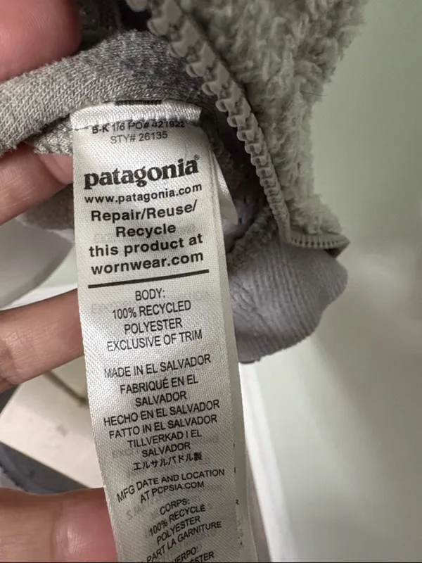 Patagonia Salt Grey Shearling Hoody Large - Image 5