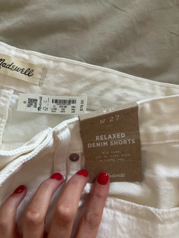Madewell White Relaxed Denim Shorts - Image 3