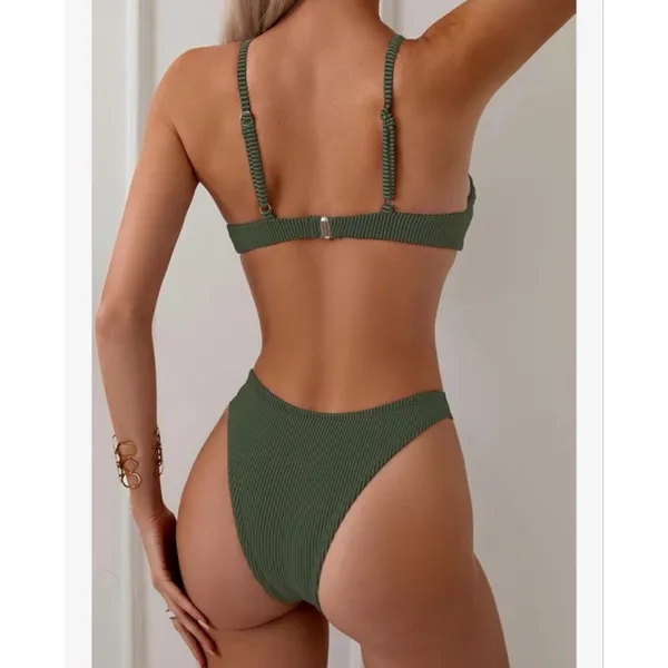 NEW Underwire Triangle Bikini Push Up Swimsuit Cheeky XL - Image 2