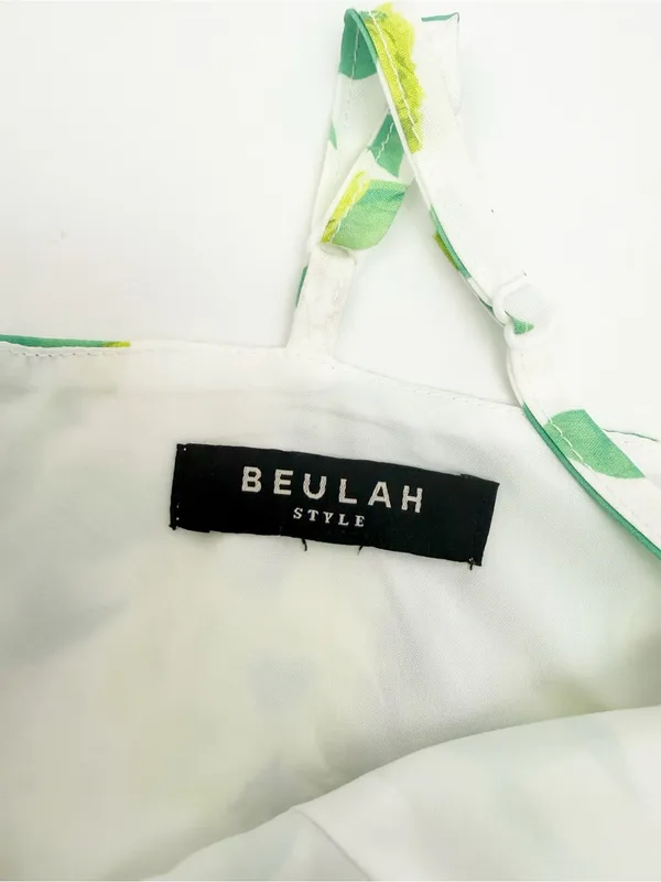 Beulah Style Floral Tiered Maxi Midi Dress White Green Yellow Boho Bohemian - Image 10
