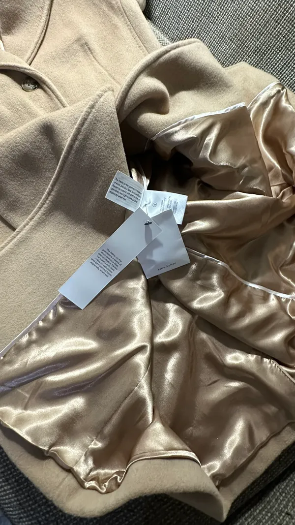 Calvin Klein Wool Polyester Cashmere Blend Tan Camel Coat Jacket - Image 10