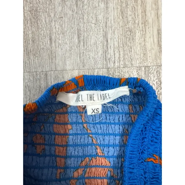 Anthropologie Adel The Label XS Blue Orange Floral Smocked Strapless Maxi Dress - Image 3