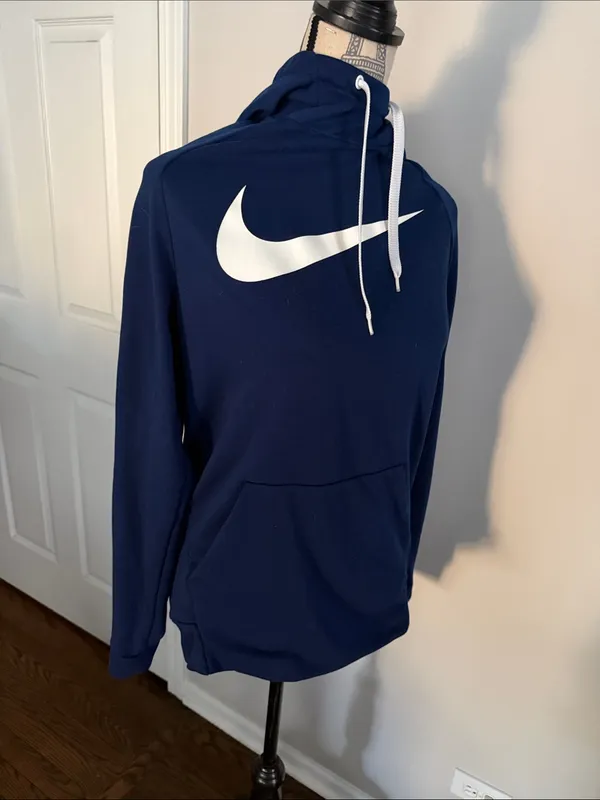 Nike Dri-FIT Women’s Navy Blue Hoodie Size Medium Athletic Pullover - Image 2