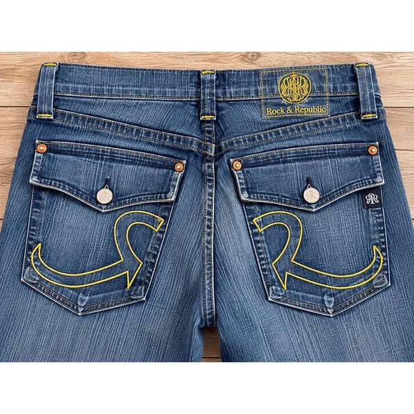 Rock & Republic Taylor Flap Pocket Flare Jeans Medium Wash TAY-910K FLUT - Image 3
