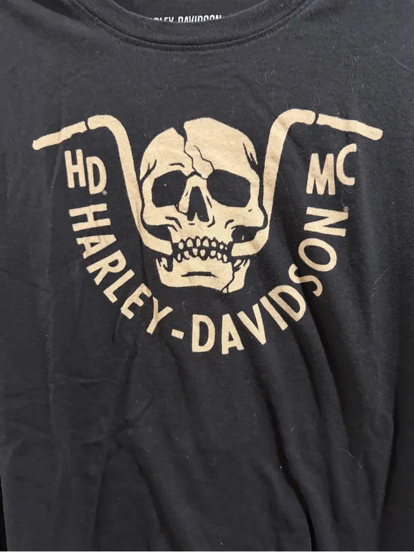 Harley-Davidson Black Tee with White Logo Print Size 2xl - Image 2