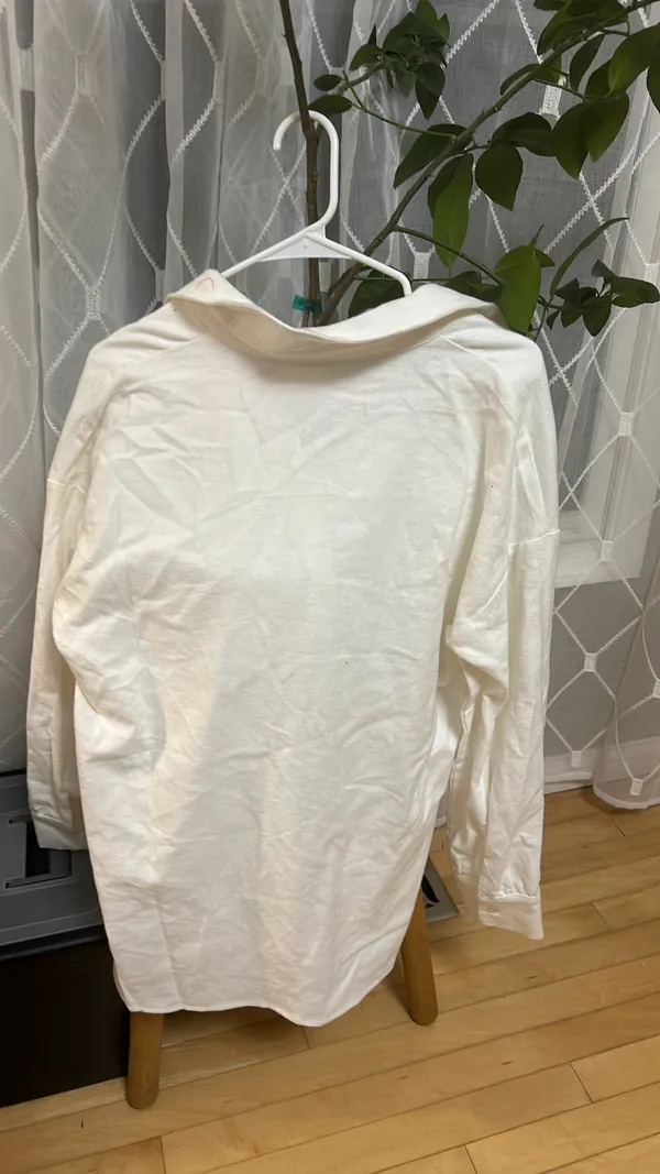 Cider Long White Button-Up Oversized Dress Shirt - Image 3