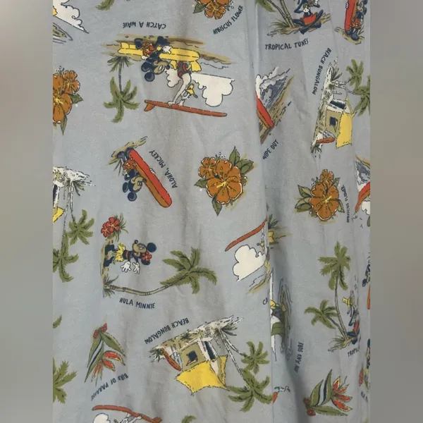Disney Shopping Vintage Tiki Hawaiian Print Surplice Dress Mickey Minnie‎ Medium - Image 3