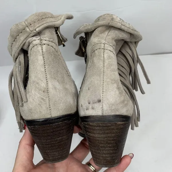 Sam Edelman Size 7.5 Louie Ankle Bootie Distressed Suede Leather‎ Fringe Women's - Image 10
