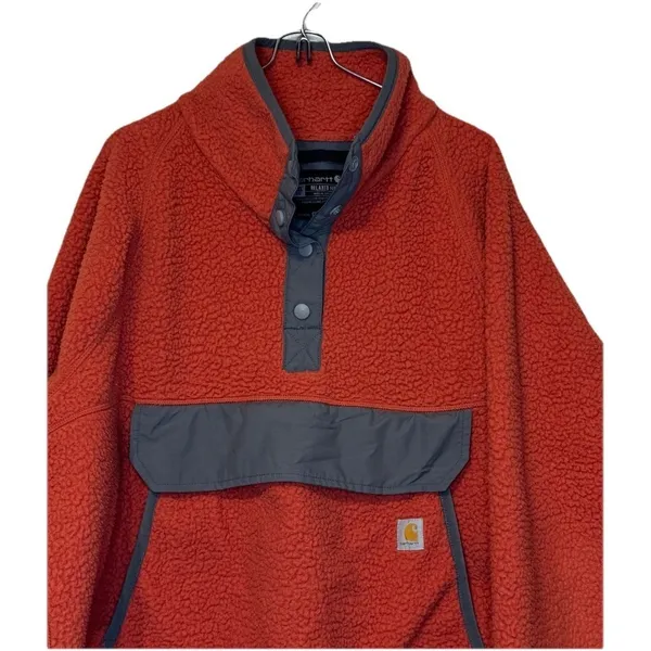 Carhartt Women's Fleece Pullover Sherpa 1/4 Snap Relaxed Fit 0J4991-W Orange XXL - Image 4