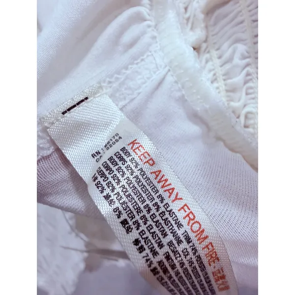 Free People Womens Tank Top Small White FP Movement Smocked Hem OB1047999 - Image 6
