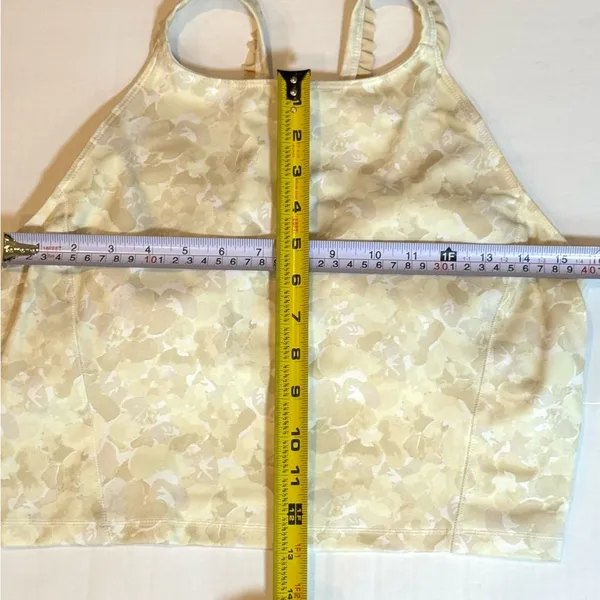 Body & Sol Longline Sports Bra Neutral Floral Racerback Stretch Yoga Top M - Image 5