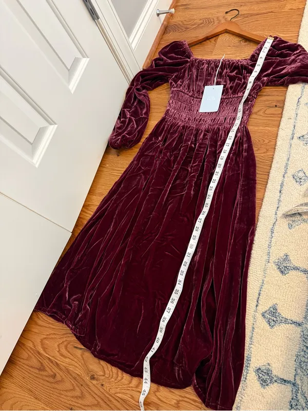 Hill House Home The Jasmine Nap Dress in burgundy velvet - XS - NWT - Image 9
