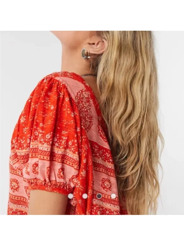Free People paisley print red top - Image 3