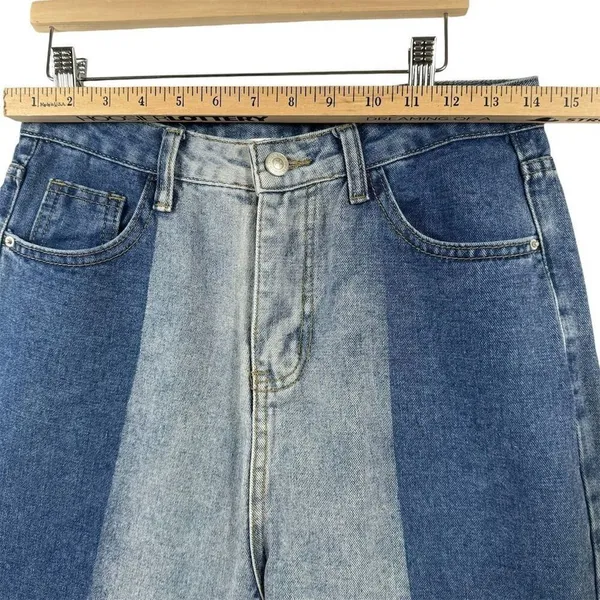 Princess Polly Women's Size 6 High Waisted‎ Mom Jeans Two-Tone Denim Punk Rock - Image 8