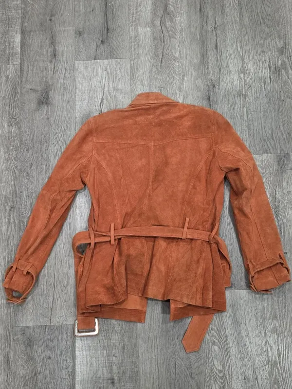 Bushwacker XS Rust Suede Leather Double-Breasted Coat with Belt 100% Pig Suede - Image 3