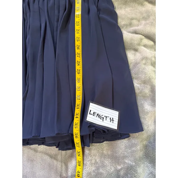 Vtg Ann Taylor Navy Blue Pleated Chiffon Halter Minidress Size 6 Dark Coquette - Image 6