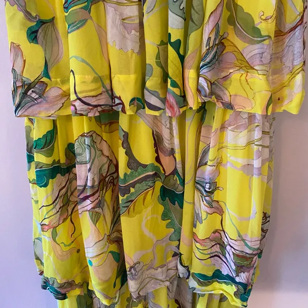 NWT Farm Rio Jellyfish Bouquet Yellow Sleeveless Tiered Maxi Dress Event Large - Image 6