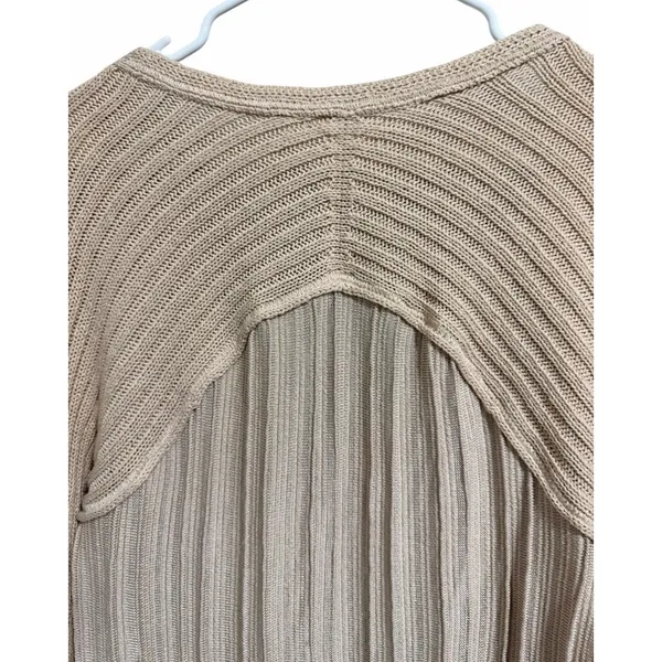 Free People Ribs & Ruffles Tunic Sweater Ivory Women's Size‎ Medium - Image 4