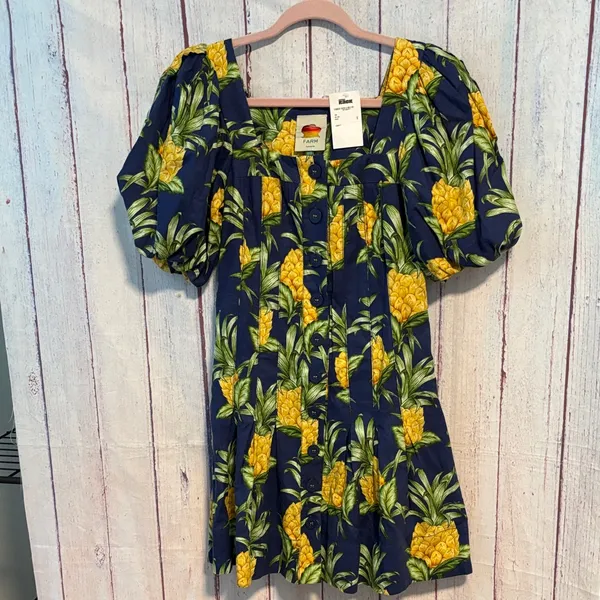 NWT FARM Rio Pineapple Print Linen Blend Minidress - Image 4