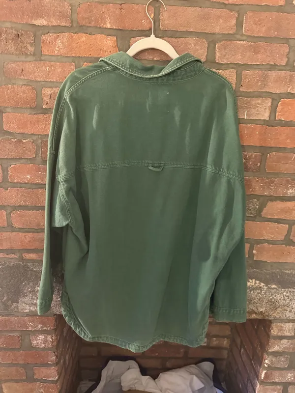 Zara Button Up Denim Jacket Green - Image 3