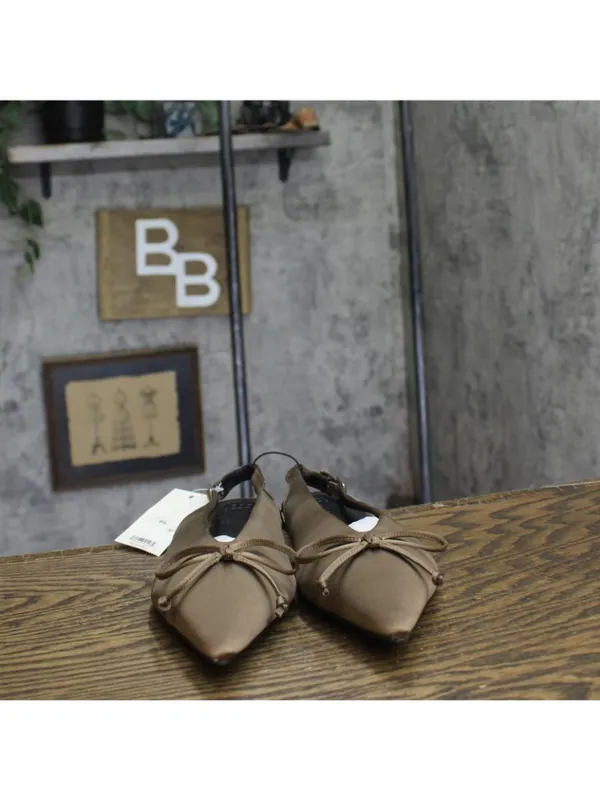 A New Day Camille Satin Slingback Bow Flats 94648297 Brown 9.5M - Image 3