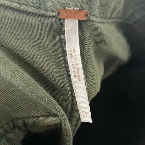 Free People Stormbringer Green‎ Distressed Straight Leg Pants 24 - Image 9