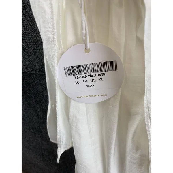 Selfie Leslie White Mini Dress Square Neck Open Back Lace Up Bow NWT US XL AU 14 - Image 11