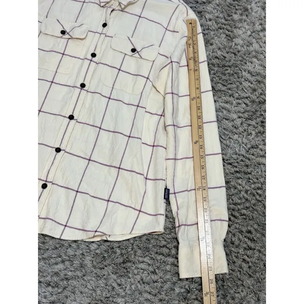 Patagonia Button Down Shirt Women's Flannel Plaid Long Sleeve Casual Size L - Image 13