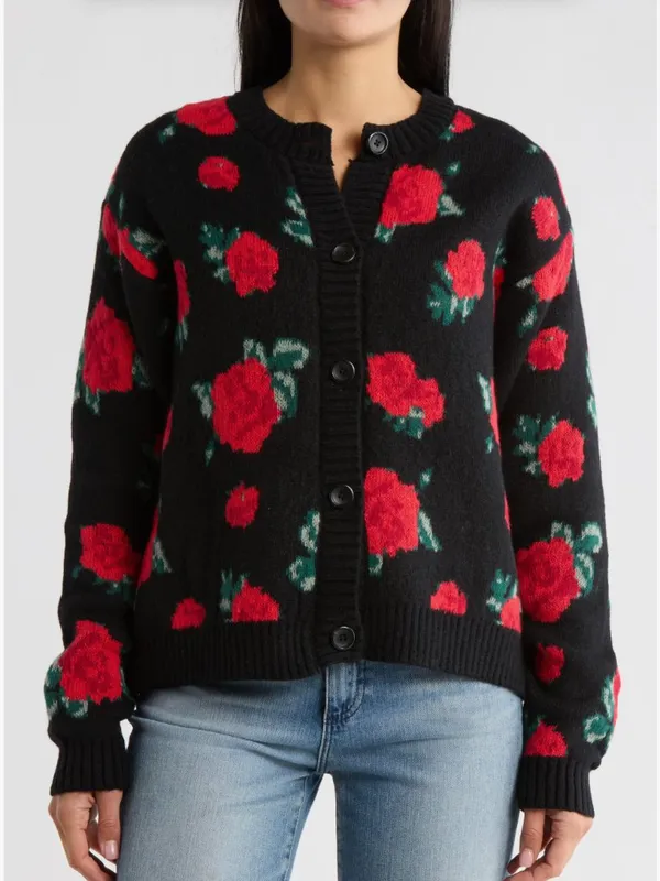 NWT BLANKNYC Roses are Red Cardigan Medium ROSES ARE RED - Image 2