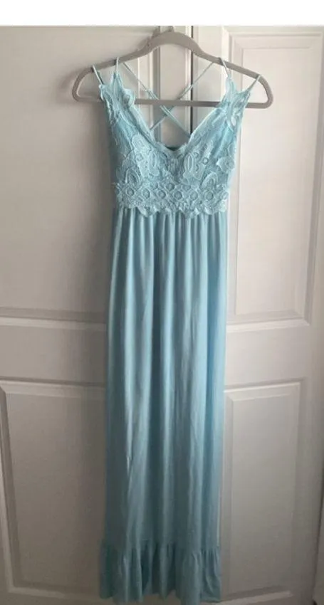Rue21 Maxi Long Dress Blue XS lace - Image 2