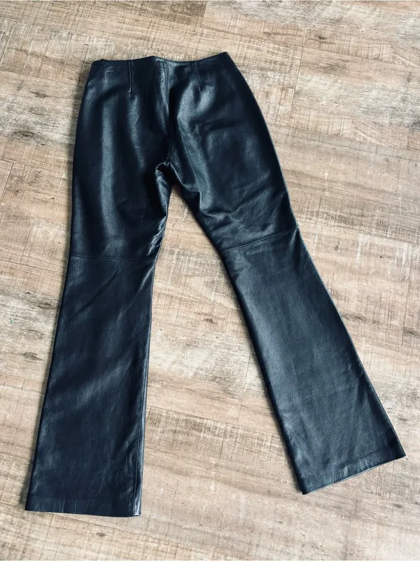 Moda International Black Leather Boot Cut Pants size 10 (15"W x 32" inseam) - Image 5