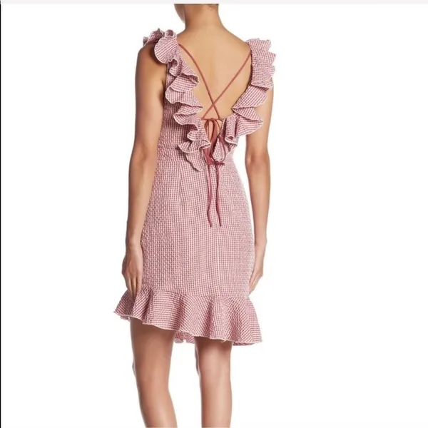 WAYF Gingham Ruffle Hem Mini Dress Medium Cottagecore Summer Picnic NWOT - Image 2