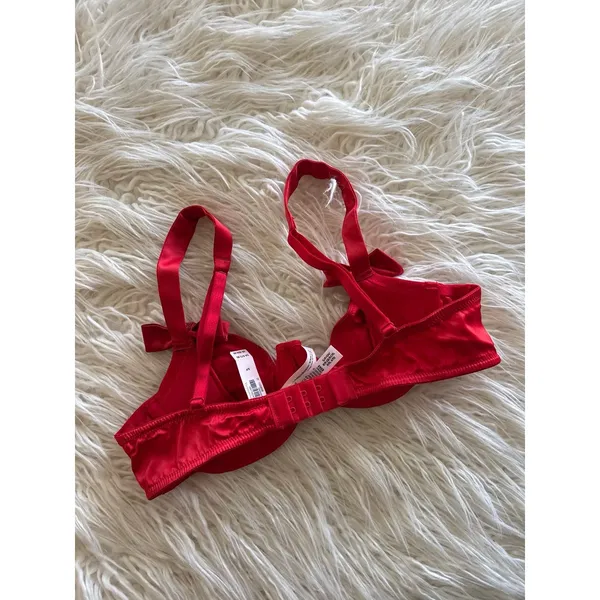 Victoria’s Secret Dream Angels Twinkle Bows Satin Bra Bright Vermillion Small - Image 9