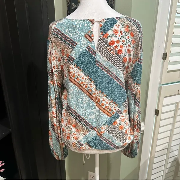 Anthropologie Jaase Blue Floral Long Sleeve Blouse – Size Medium - Image 7