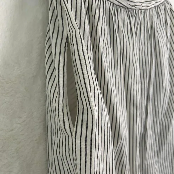 Aryn K Strapless Mini Dress Womens‎ Small Black White Striped Ruched Fit & Flare - Image 2