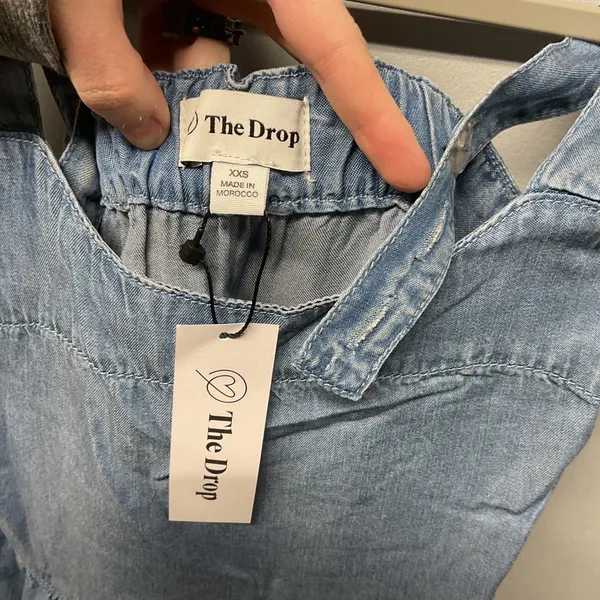 The Drop Denim Tiered Maxi‎ Dress Blue XXS Spaghetti Strap Casual Summer - Image 4