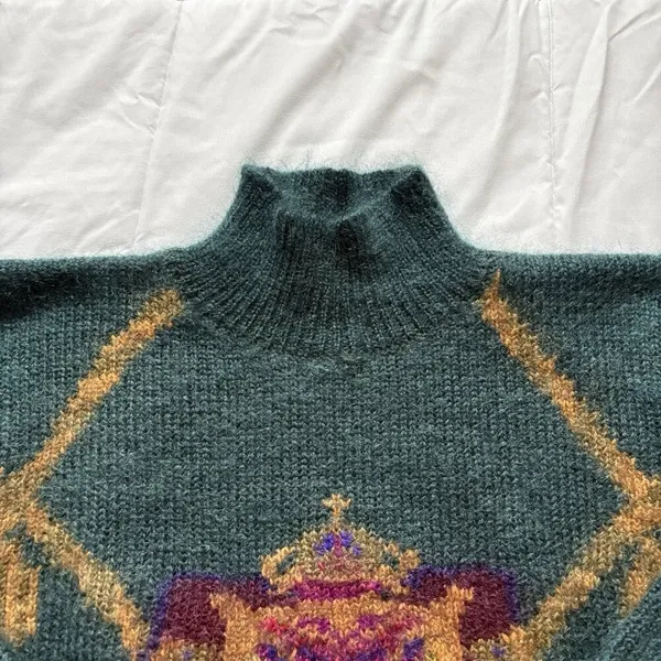 Ellen Tracy Vintage 80s‎ 90s Womens Size Small Green Mohair Wool Blend Knit Sweater Holiday - Image 2