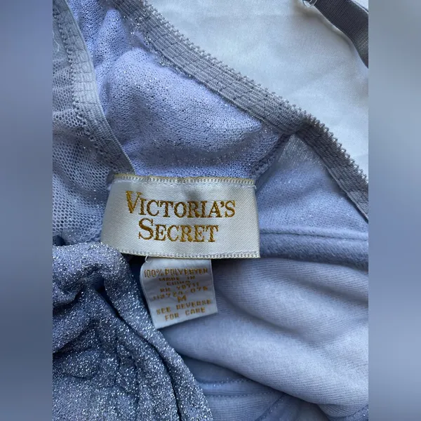 Vintage y2k Victoria’s Secret Gold Label Silver Glitter Lingerie Bodysuit M - Image 4