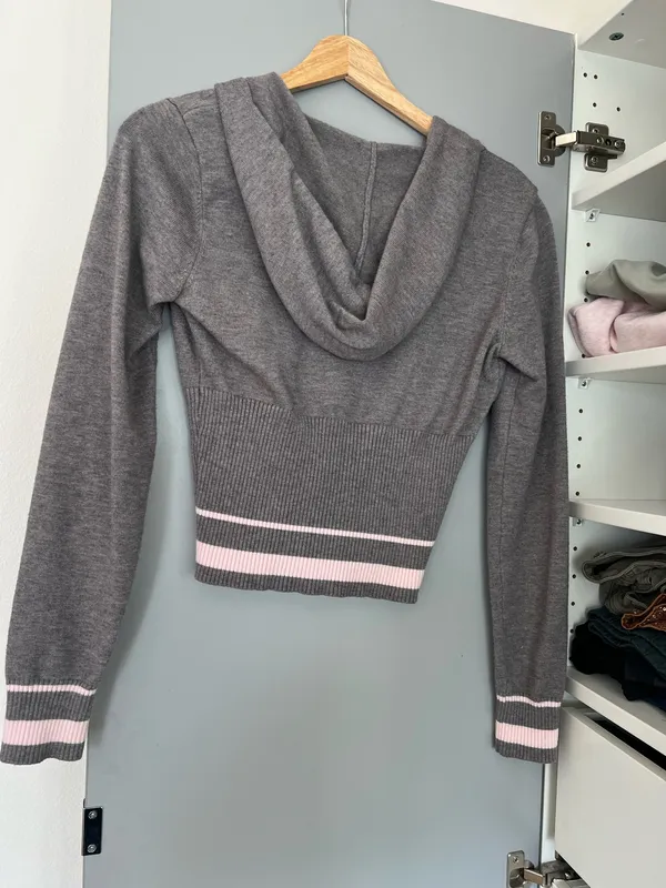 Edikted Kaliya Stripey Knit Zip Up Hoodie - Image 7