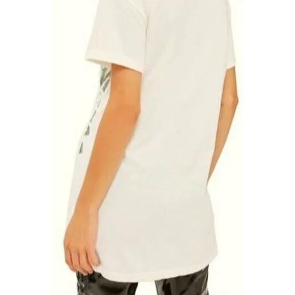 Tiger Corset Longline Tunic Tee Cream Lace-Up Edgy Cat Animal Long Top 0 - Image 3