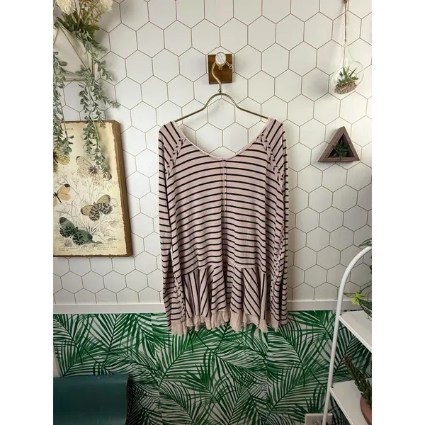 We the Free Pink Striped Tunic Lightweight Long Sleeve Top - Size - Medium - Image 3