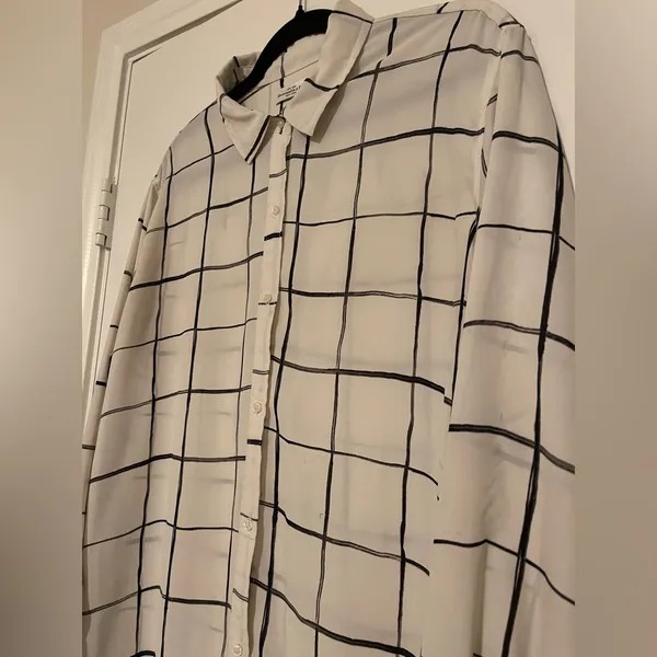 Abercrombie & Fitch off white women's button-down chiffon shirt dress size Larg - Image 3