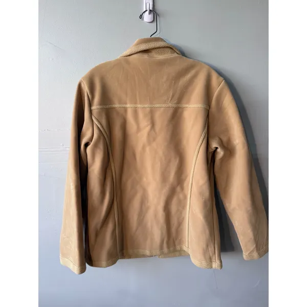 Vittorio Romani Tan Faux Suede Fleece Lined Full Zip Jacket Medium 10/12 - Image 3
