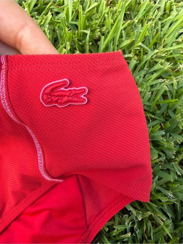 Lacoste Technical Jersey High Waist Bikini Bottom Red Pink Logo US 6 Small - Image 4