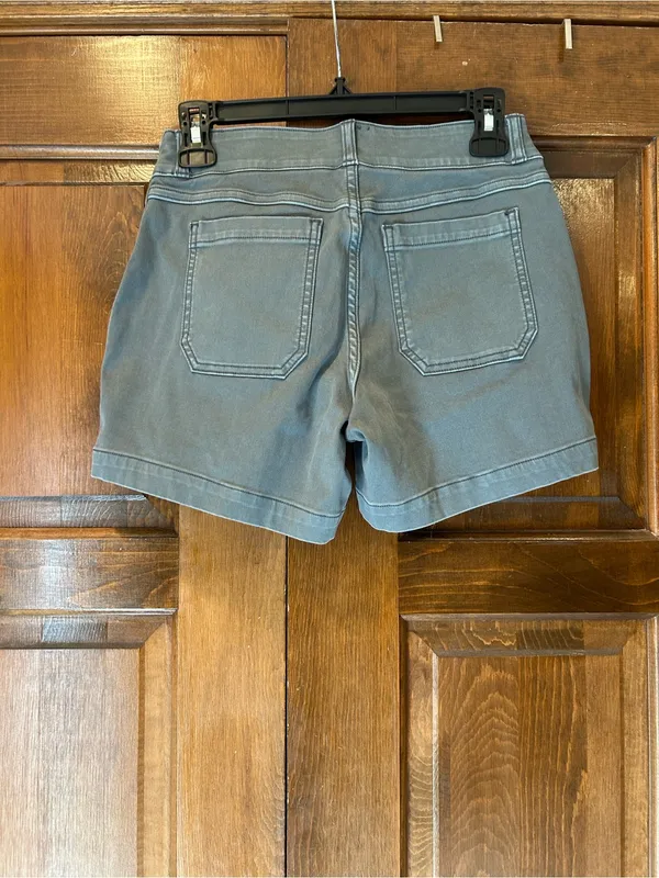 NWT SPANX Women's Stretch Twill Cargo Shorts Size XS Hazy Grey Pull-On 20318R 5” - Image 3
