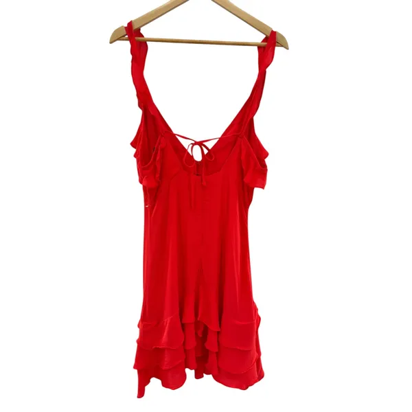 NWT Dress Forum‎ Los Angeles Red Ruffle Mini Dress Party Cocktail Size M - Image 4