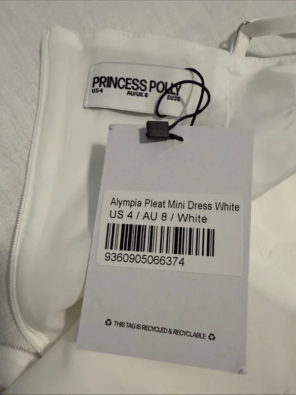 Princess Polly Alympia White Drop Waist Satin Bachelorette Mini Dress NWT - Image 14